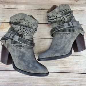 Lane Bryant Slouchy Studded Chunky Heel Ankle Boot